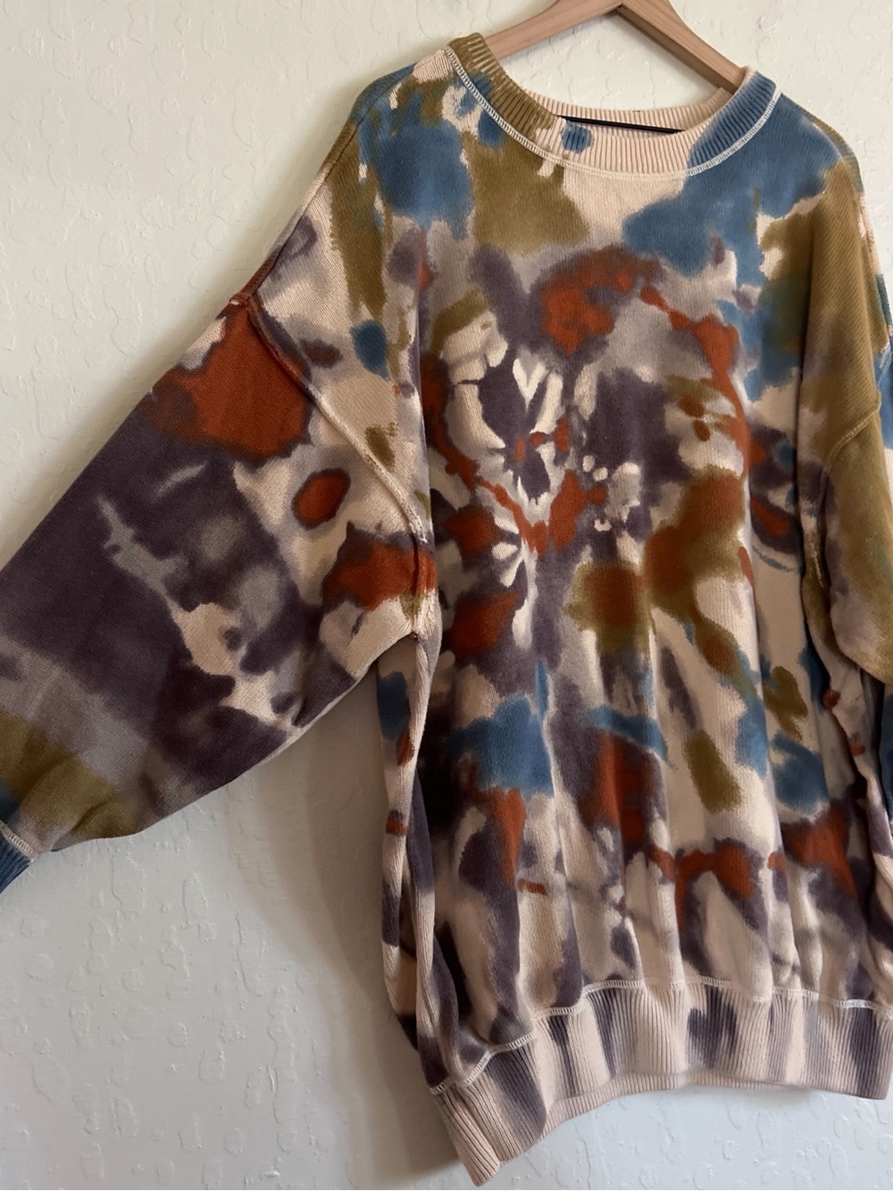 Natural Life Taylor Sunset Oversized Cotton Crewneck Sweater L/XL Tie Dye Boho - Picture 6 of 9